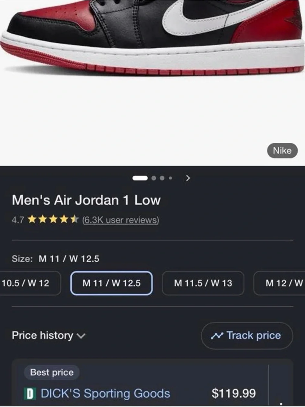 Jordan Low-Top Sneakers in Black and Red NWT